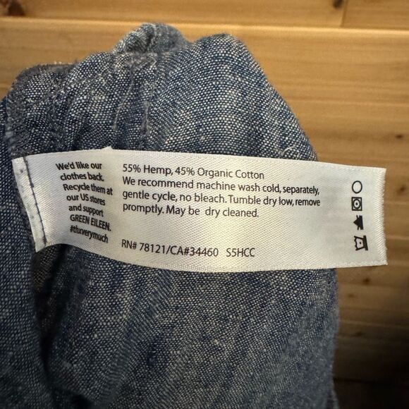 Eileen Fisher Size 3X Blue Hemp Cotton Blend Pull On Midi Skirt Pockets - Picture 11 of 11